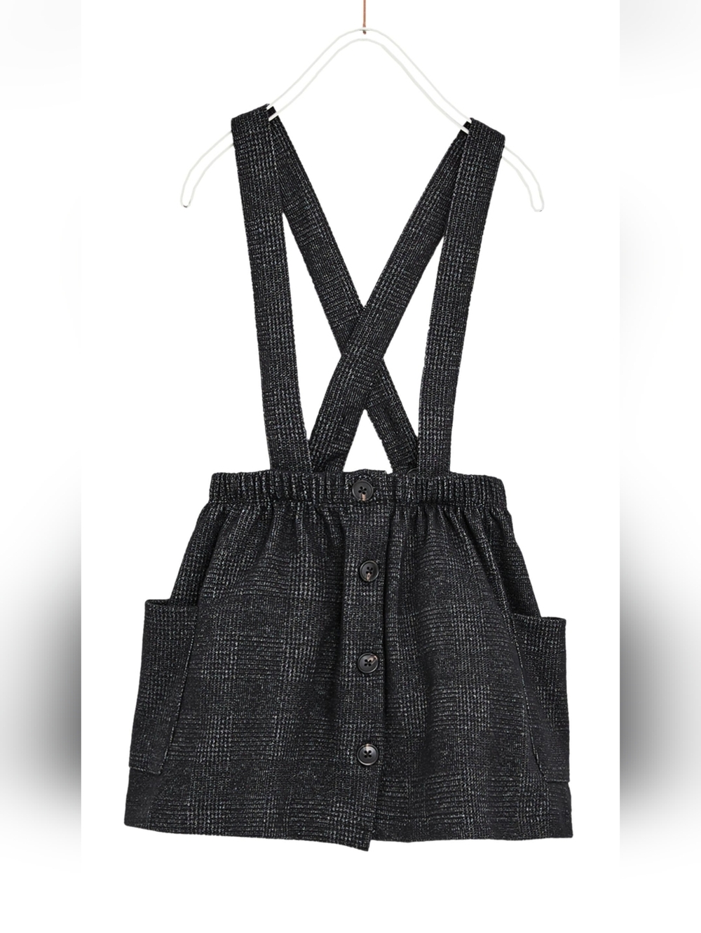 Zara Black Suspender Skirt With Side Pockets
